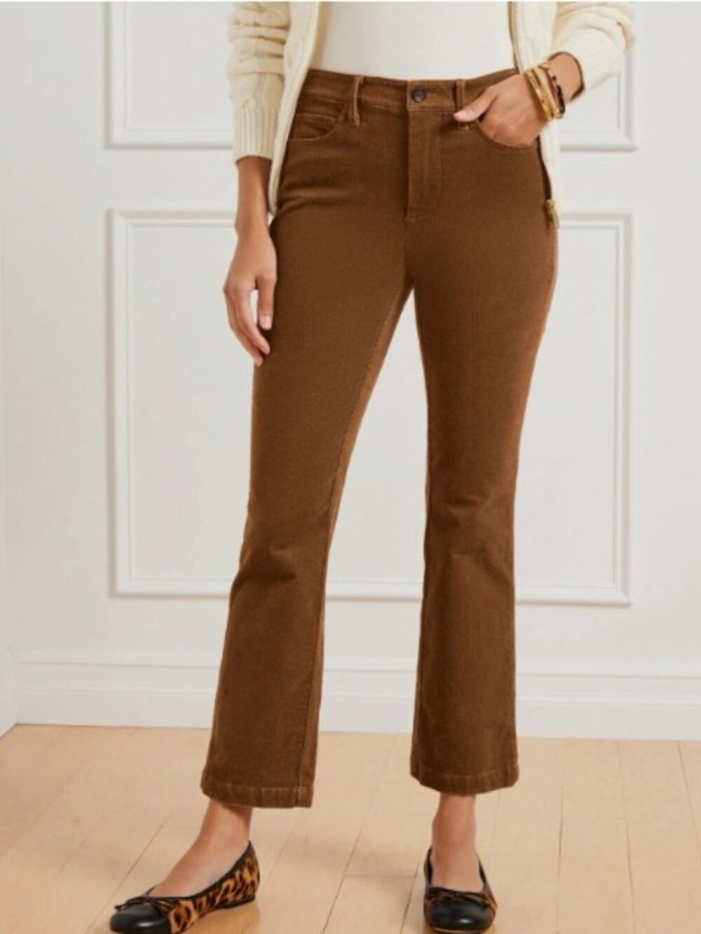 Talbots Pants Women's 10 Stretch Corduroy Demi Boot Pants, Caramel Color NWT